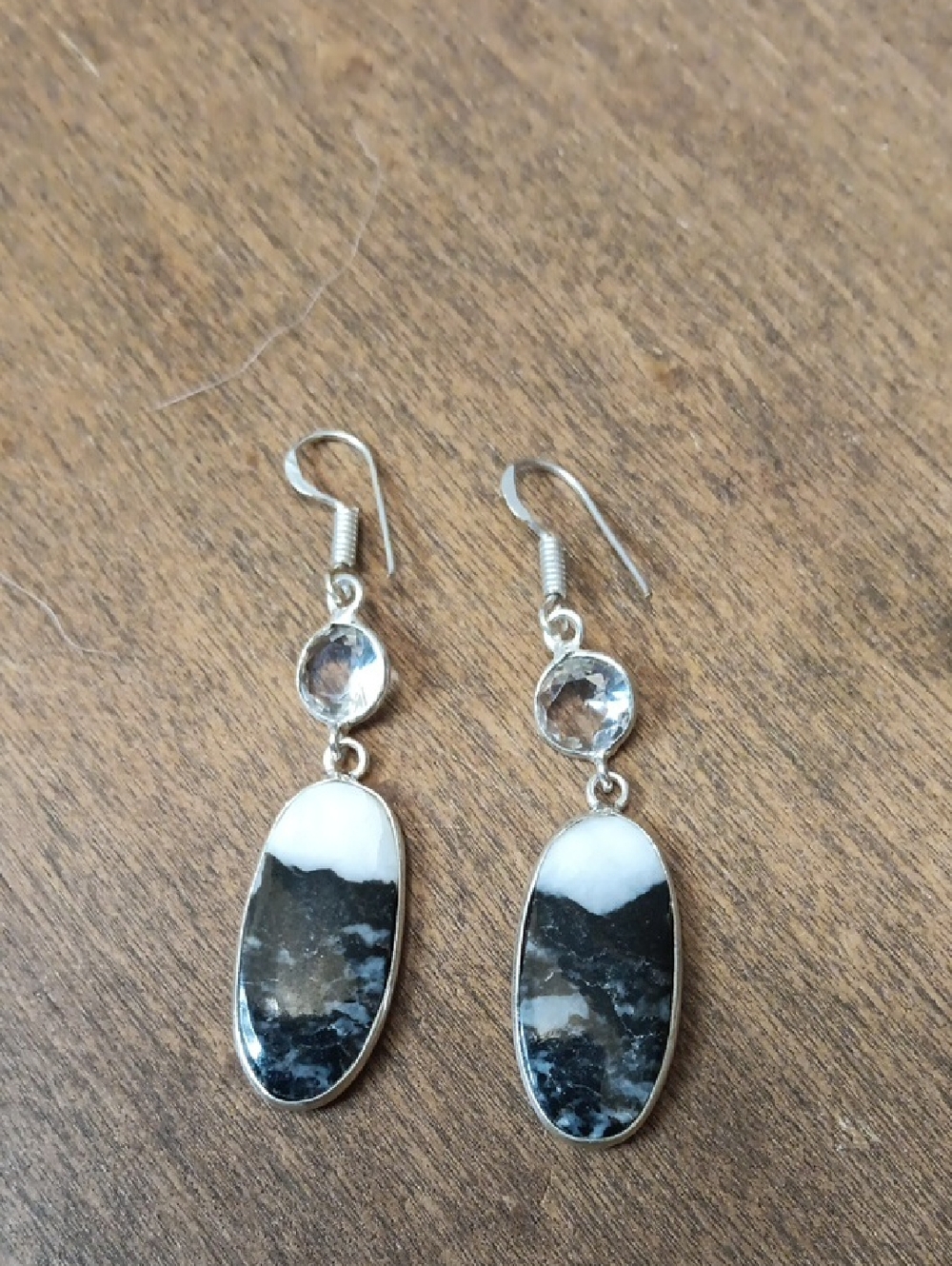 Black & White Stone Drop Earrings